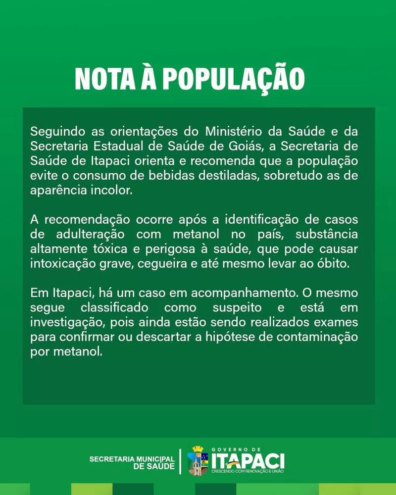 Nota Secretaria de Saúde de Itapaci 