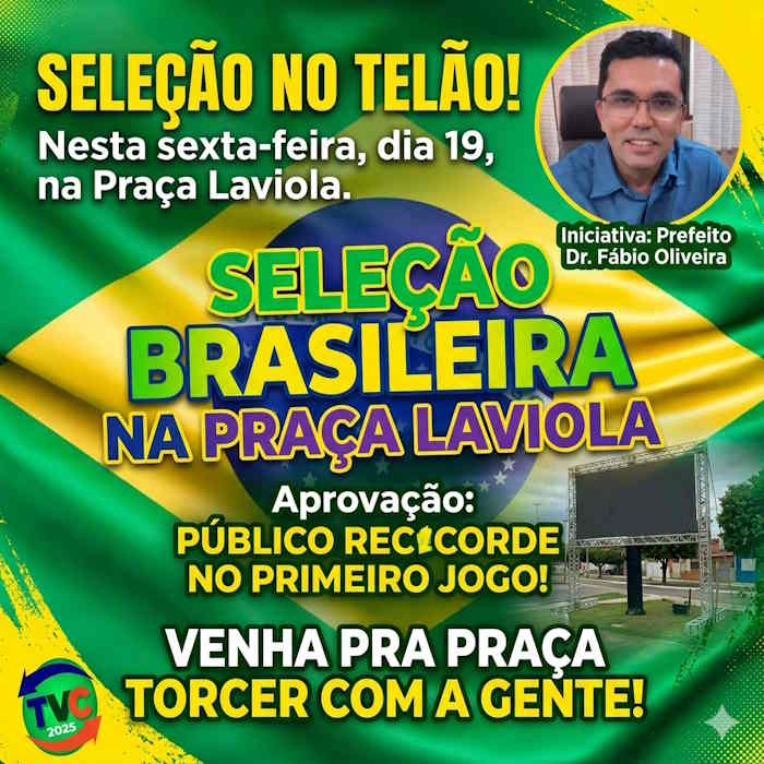 Seleção Brasileira na Praça: A torcida se reúne novamente na Praça Laviola nesta sexta-feira