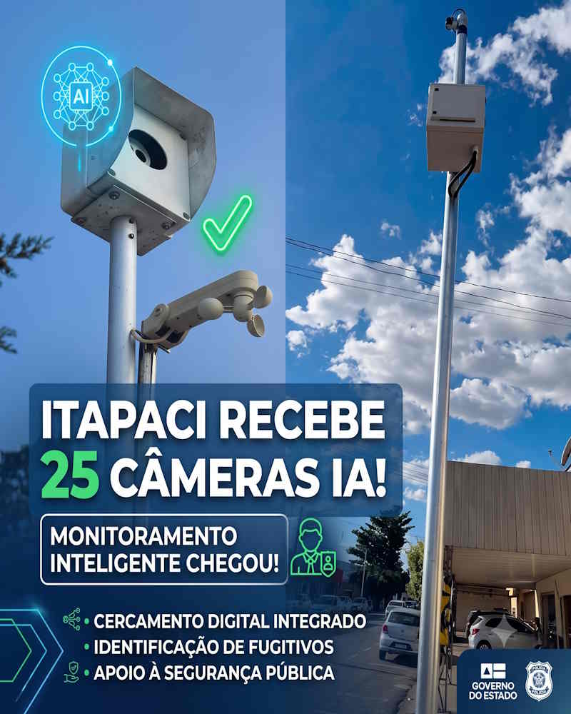 Tecnologia contra o crime: Itapaci receberá 25 câmeras de monitoramento com Inteligência Artificial