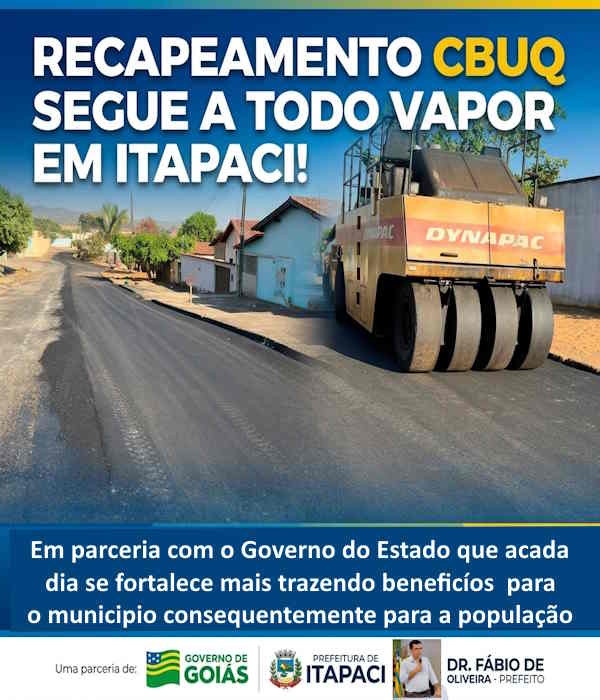 Com parceria entre Prefeitura e Governo de Goiás, recapeamento em CBUQ avança em Itapaci